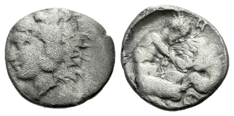 Lucania, Heraclea Diobol circa 432-420, AR 11.00 mm., 1.02 g.
Head of Heracles ...