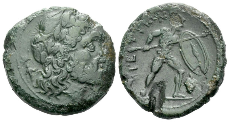 Bruttium, Brettii Uncia circa 211-208, Æ 22.00 mm., 8.79 g.
Laureate head of Ze...