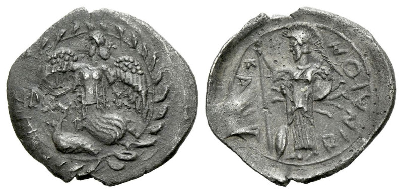 Sicily, Camarina Litra circa 461-435, AR 15.50 mm., 0.46 g.
Nike flying l.; bel...