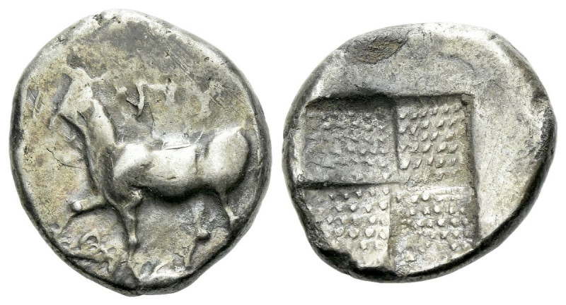 Thrace, Byzantium Hemidrachm circa 411-386, AR 15.00 mm., 3.51 g.
Bull standing...