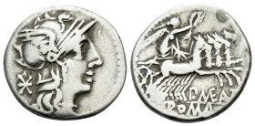 P. Maenius M. f. Antias or Antiaticus. Denarius circa 132