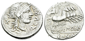 Q. Curtius and M. Silanus. Denarius 116 or 155