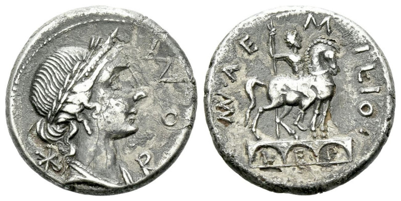 Man. Aemilius Lepidus Denarius (fouree) 114 or 113, AR 17.20 mm., 2.75 g.
ROMA ...