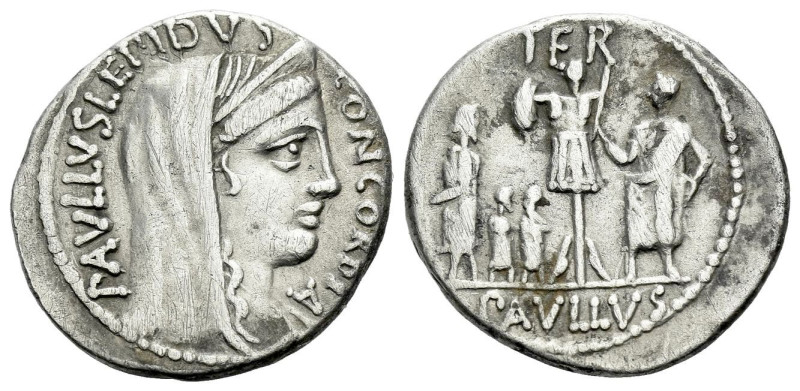 L. Furius Cn. f. Brocchus. Denarius circa 62, AR 19.20 mm., 3.86 g.
PAVLLVS LEP...