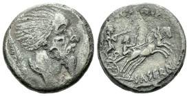 L. Hostilius Saserna. Denarius (fouree) circa 48