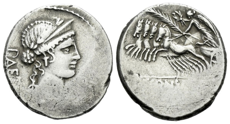 C. Considius Paetus. Denarius circa 46, AR 18.80 mm., 3.84 g.
PAETI Laureate an...