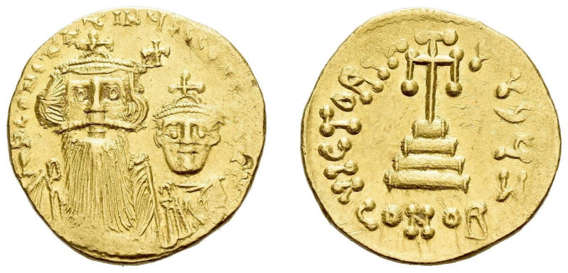 Constans II, 641-668 Solidus Constantinople circa 654-659, AV 20.00 mm., 4.47 g....