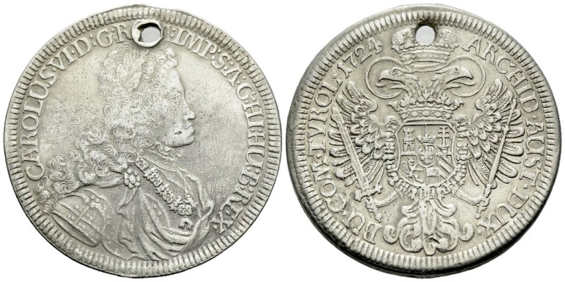 Hall, Charles VI emperor, 1711-1740 Taler 1724, 42.00 mm., 28.38 g.
Dav. 1053....