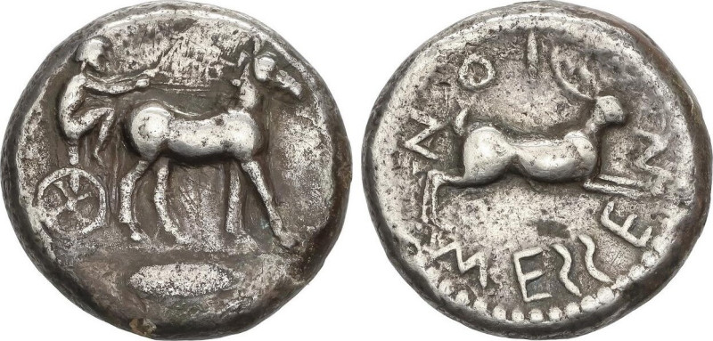 GREEK COINS
Tetradracma. 480-462/1 a.C. MESSANA. SICILIA. Anv.: Ninfa Messana, ...