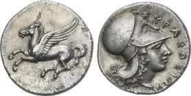 GREEK COINS
Estátera. 344-317 a.C. SIRACUSA. SICILIA. Anv.: PEgaso volando a izquierda. Rev.: Cabeza de Athena con casco corintio a derecha, alrededo...