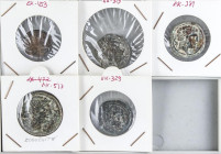 CELTIBERIAN COINS
Lote 5 monedas 4 Ases y 1 Semis. BOLSCAN, BELIGION (2), CESE y ILDUCOITE. A EXAMINAR. BC- a BC+.