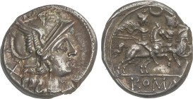 ROMAN COINS: ROMAN REPUBLIC
Denario. 207 a.C. ANÓNIMA. Anv.: Cabeza de Roma a derecha, detrás X. Rev.: Dióscuros a caballo a derecha, encima crecient...