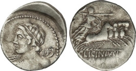 ROMAN COINS: ROMAN REPUBLIC
Denario. 84 a.C. LICINIA. C. Licinius L.f. Macer. Anv.: Cabeza diademada de Apolo Vejovis a izquierda. Rev.: Minerva en c...