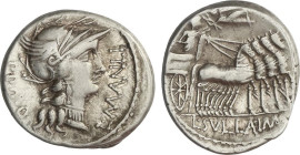 ROMAN COINS: ROMAN REPUBLIC
Denario. 82 a.C. MANLIA. L. Manlius Torquatus. Anv.: Cabeza de Roma pequeña a derecha entre PRO.Q y L. MANLI. Rev.: Sila ...