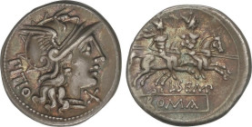 ROMAN COINS: ROMAN REPUBLIC
Denario. 148 a.C. SEMPRONIA. L. Sempronius Pitio. Anv.: Cabeza de Roma a derecha, entre PITIO y X. Rev.: Dióscuros a caba...