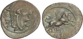 ROMAN COINS: ROMAN REPUBLIC
Denario. 105 a.C. THORIA. L. Thorius Balbus. Anv.: Cabeza de Juno Sospita a derecha cubierta con piel de cabra I.S.M.R. R...