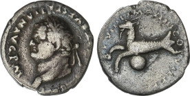 ROMAN COINS: ROMAN EMPIRE
Denario. 79 d.C. TITO. Anv.: IMP. TITVS. CAES. VESPASIAN. AVG. P.M. Rev.: TR.P. VIIII. IMP. VX. COS VII P.P. Capricornio a ...