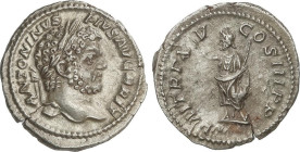 ROMAN COINS: ROMAN EMPIRE
Denario. 212 d.C. CARACALLA. Anv.: ANTONINVS PIVS AVG. BRIT. Cabeza laureada a derecha con barba. Rev.: P. M. TR. P. XV COS...