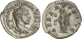 ROMAN COINS: ROMAN EMPIRE
Denario. 218-222 d.C. HELIOGÁBALO. Anv.: IMP. ANTONINVS PIVS AVG. Busto laureado de Heliogábalo a derecha. Rev.: LIBERTAS A...
