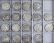 PESETA SYSTEM: PROVISIONAL GOVERNMENT AND I REPUBLIC
Lote 18 monedas 5 Pesetas. 1870. A EXAMINAR. BC a MBC-.