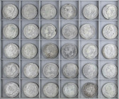 PESETA SYSTEM: ALFONSO XII
Lote 30 monedas 5 Pesetas. 1875 a 1885. A EXAMINAR. (Algunas con manchitas). BC a MBC-.