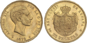 PESETA SYSTEM: ALFONSO XII
25 Pesetas. 1879 (*18-79). E.M.-M. EBC-.