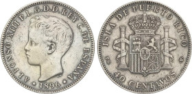 PESETA SYSTEM: ALFONSO XIII
40 Centavos de Peso. 1896. PUERTO RICO. P.G.-V. Pátina. MBC.