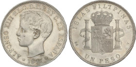 PESETA SYSTEM: ALFONSO XIII
1 Peso. 1897. MANILA. S.G.-V. (Pequeños golpecitos). EBC.