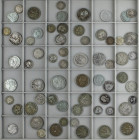 PESETA SYSTEM: LOTS
Lote 63 monedas 50 Centimos (22), 1 (21), 2 Pesetas (19), 50 Centavos de Peso. 1869 a 1926. GOBIERNO PROVISIONAL a ALFONSO XIII
...