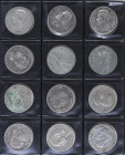 PESETA SYSTEM: LOTS
Lote 28 monedas 5 Pesetas. 1870 a 1898. GOBIERNO PROVISIONAL a ALFONSO XIII. Algunas repetidas, varias estrellas no visibles. A E...