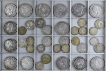 PESETA SYSTEM: LOTS
Lote 37 monedas 1 (13), 2 (10) y 5 Pesetas (14). 1869 a 1903. GOBIERNO PROVISIONAL a ALFONSO XIII
 AR. Todas de plata. Varias re...