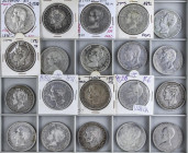 PESETA SYSTEM: LOTS
Lote 37 monedas 5 Pesetas. 1870 a 1898. GOBIERNO PROVISIONAL a ALFONSO XIII. D.E.-M. Muchas diferentes. A EXAMINAR. MBC- a MBC+.