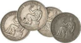 PESETA SYSTEM: II REPUBLIC
Lote 4 monedas 1 Peseta. 1933 (*3-4). AR. A EXAMINAR. EBC- a EBC.