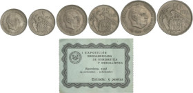 PESETA SYSTEM: ESTADO ESPAÑOL
Serie 3 monedas 5, 25 y 50 Pesetas. 1957 (*BA). I Exposición Iberoamericana Numismática y Medallística. Barcelona. Con ...