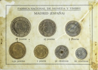 PESETA SYSTEM: ESTADO ESPAÑOL
Serie 7 monedas 10 Céntimos a 50 Pesetas. 1957 (*64/65). En cartón original de la F.N.M.T (reparación con adhesivo). Es...