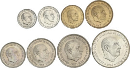PESETA SYSTEM: ESTADO ESPAÑOL
Serie 8 monedas 10 Céntimos a 100 Pesetas. (*68). En tira original F.N.M.T. Tirada máxima: 1.000 series. PRUEBAS.