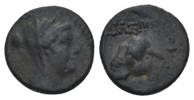 GREEK. Uncertain city (Apamaea?). Ae. 
Obv: Veiled and wreathed head of Demeter right.
Rev:Head of elephant left right.
.
Condition: Near very fine.
W...