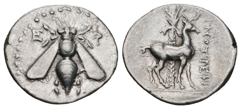 IONIA. Ephesos. Drachm (202-150 BC). Ermotrephes, magistrate.
Obv: EΦ.
Bee with ...