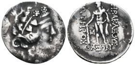 EASTERN EUROPE. Imitations of Thasos. Tetradrachm (2nd-1st centuries BC).
Obv: Head of Dionysos right, wearing ivy wreath.
Rev: ΗΡΑΚΛΕΟYΣ / ΣΩΤΗΡΟΣ / ...