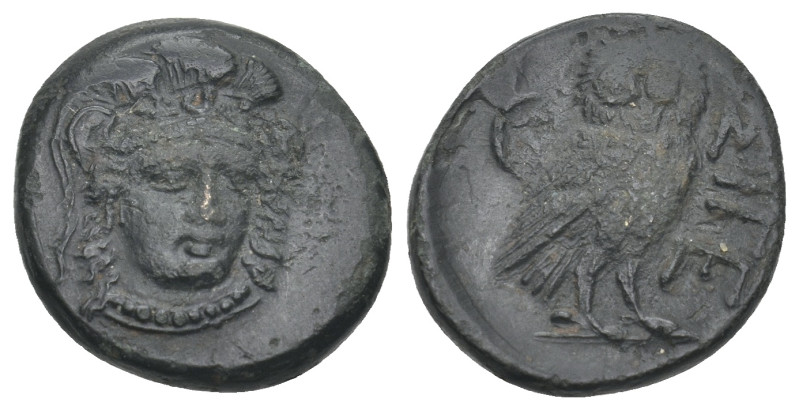 TROAS. Sigeion. Ae (355-334 BC).
Obv: Helmeted head of Athena facing slightly ri...