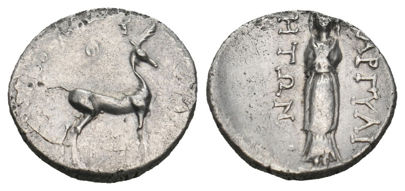 CARIA. Bargylia. Drachm (2nd-1st centuries BC).
Obv: Stag standing right.
Rev: B...