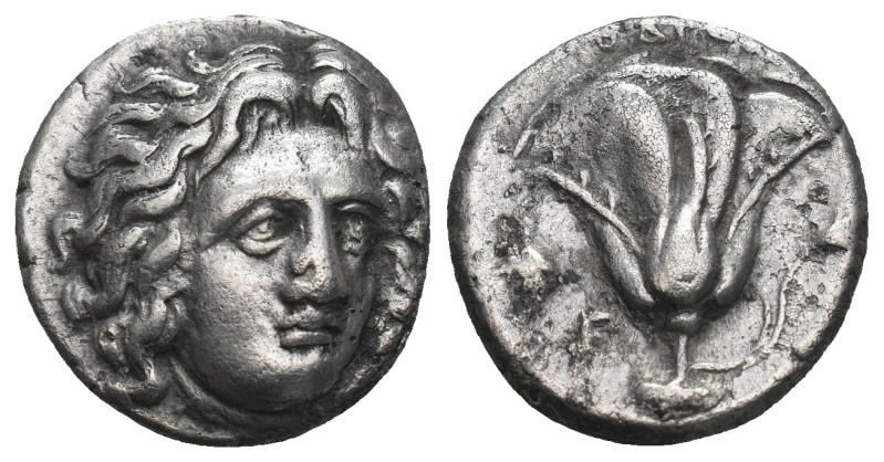 CARIA. Rhodes. Didrachm (Circa 305-275 BC).
Obv: Head of Helios facing slightly ...