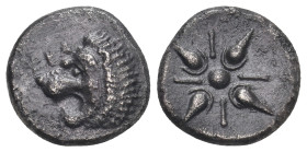 SATRAPS OF CARIA. Hekatomnos (Circa 392/1-377/6 BC). Drachm. Mylasa.
Obv: EKA.
Forepart of lion left.
Rev: Stellate pattern within incuse square.
SNG ...