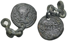 LYDIA. Mostene. Pseudo-autonomous (2nd century). Ae.
Obv: ΘЄA PΩMH.
Helmeted and draped bust of Roma right; spear to right.
Rev: MOCTHNΩN ΛVΔΩN.
Tripo...