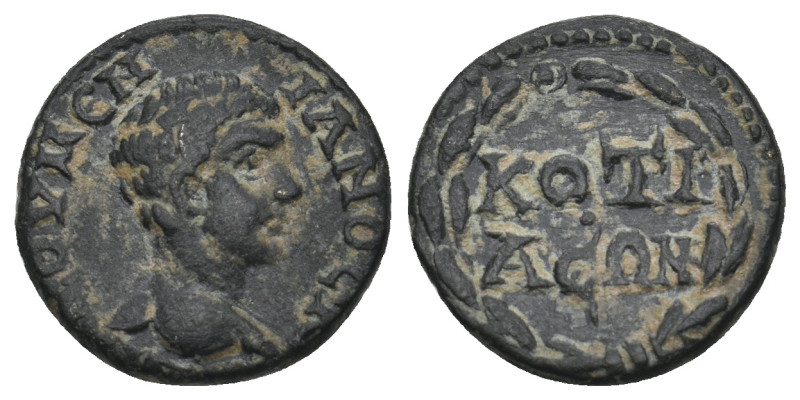 PHRYGIA. Cotiaeum. Diadumenian (218 AD). Ae. 
Obv: ΔIAΔOYMENIANOC KA. 
Bare head...