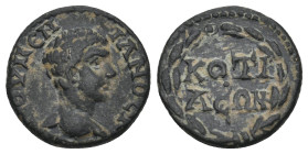 PHRYGIA. Cotiaeum. Diadumenian (218 AD). Ae. 
Obv: ΔIAΔOYMENIANOC KA. 
Bare head right, slight drapery on left shoulder 
Rev: KOTI-AEΩ-N in three line...