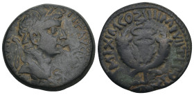COMMAGENE. Tiberius (14-37). Ae (Dupondius). Commagene.
Obv: TI CAESAR DIVI AVGVSTI F AVGVSTVS.
Laureate head right.
Rev: PONT MAXIM COS III IMP VI...