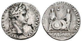 AUGUSTUS (27 BC-14 AD). Denarius. Lugdunum.
Obv: CAESAR AVGVSTVS DIVI F PATER PATRIAE.
Laureate head right.
Rev: C L CAESARES AVGVSTI F COS DESIG PRIN...