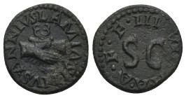 AUGUSTUS (27 BC-14 AD). Quadrans. Rome.
Obv: PVLCHER TAVRVS REGVLVS.
Clasped hands over caduceus.
Rev: IIIVIR AAAFF.
Large SC.
RIC 423.
Condition: Ver...