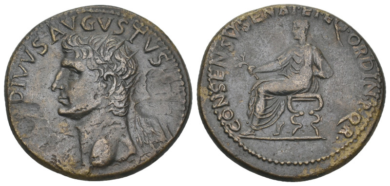 DIVUS AUGUSTUS (Died 14). Dupondius. Rome. Struck under Gaius.
Obv: DIVVS AVGVST...